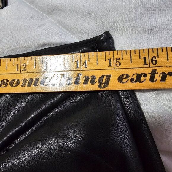 EUC TOPSHOP BLACK FAUX LEATHER TWISTED MIDI SKIRT SIDE SLIT SIZE 8 / SMALL - Picture 14 of 16